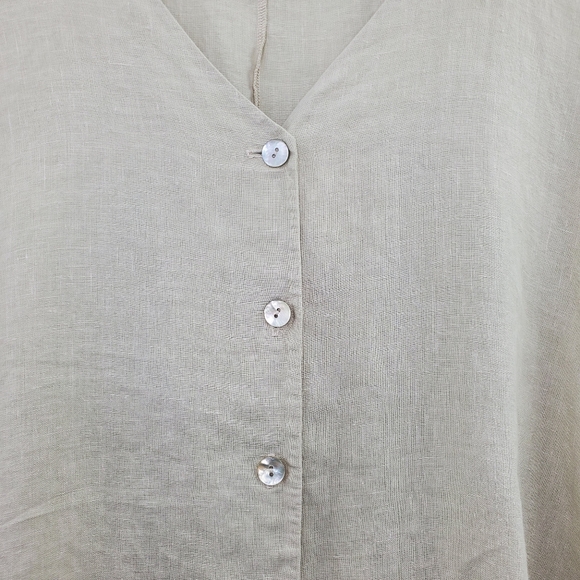 Bryn Walker Linen Tunic Top Button Down Neutral Lagenlook Oversized Minimal - Picture 3 of 9